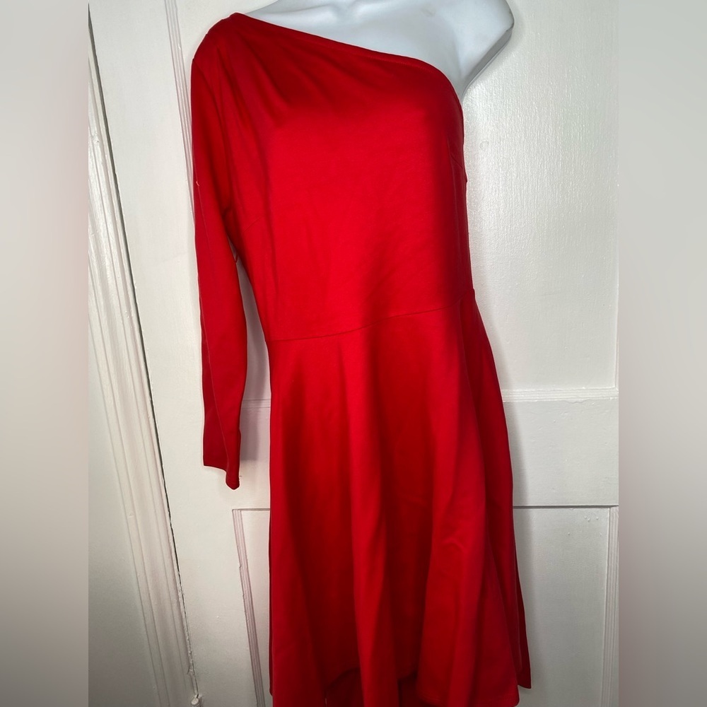 Sarin Mathews NWT Elegant Red One-Shoulder Dress - Picture 4 of 7